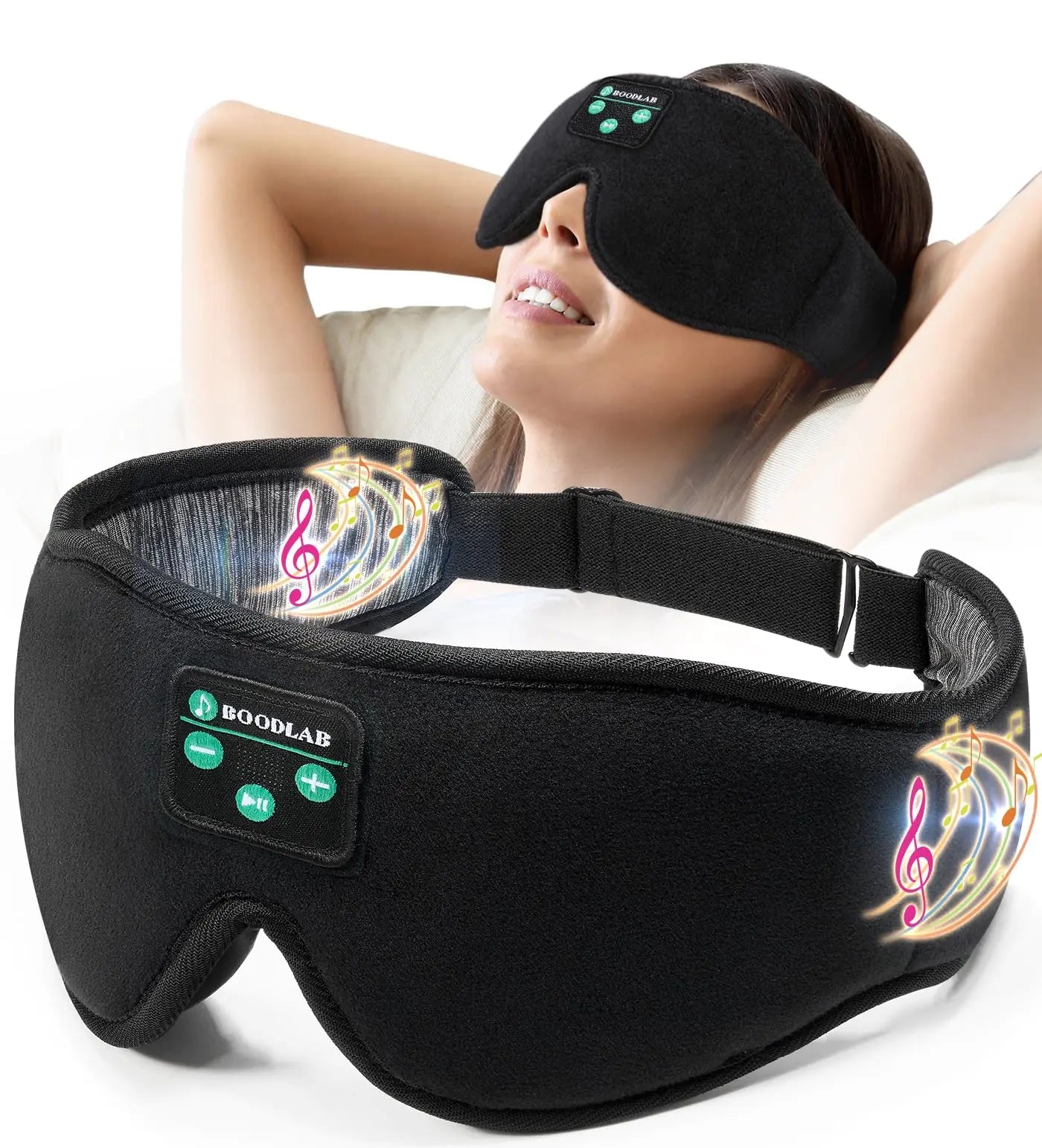 Bluetooth Sleep Mask Boodlab Sleep Mask with Bluetooth Headphones Sleeping Headphones for Side Sleepers Travel Yoga Cool Tech Gadgets Unique Gift for Valentines Mothers Day Birthday Christmas - Electro Euphoria