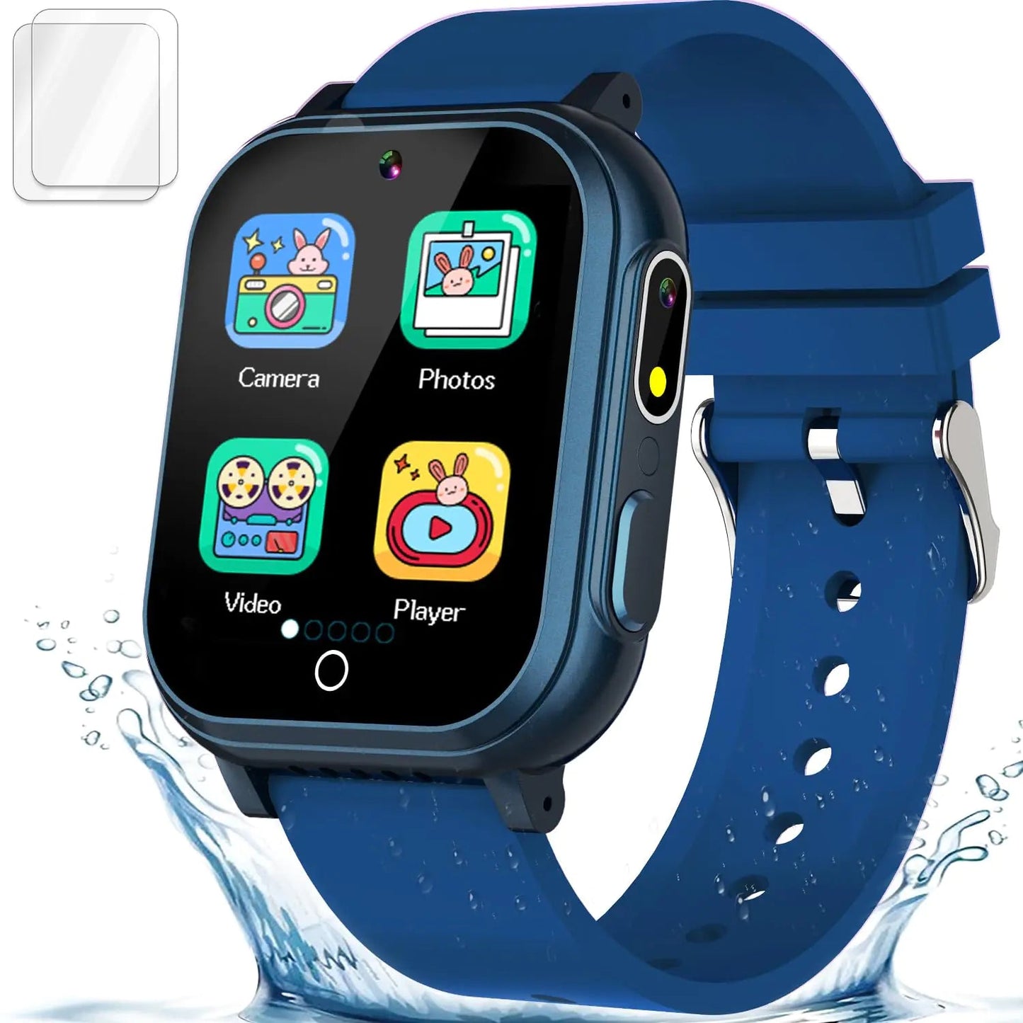 Kids Smart Watch Gift for Boys Ages 3 - 12 IP67 Waterproof 32 Puzzle Games HD Touchscreen Dual Camera Video Pedometer Music Player Kids Watch Toy Birthday Gifts for Boys Ages 5 6 7 8 9 10 (Blue) - Electro Euphoria