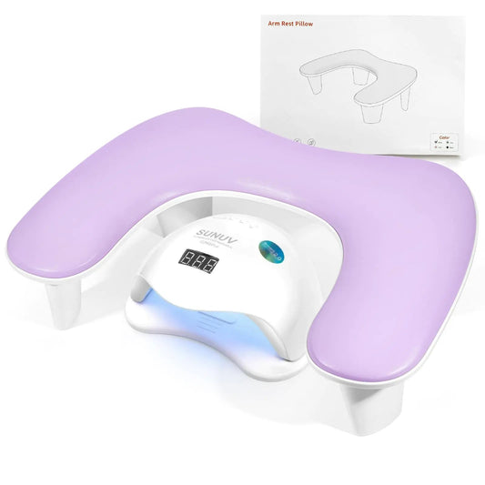 LIONVISON Arm Rest for Nails Tech U Shaped Manicure Nail Arm Rest Pillow Cushion PU Leather Nail Hand Rest Stand for Acrylic Nail Art Tech Purple - Electro Euphoria